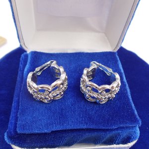 Vintage AVON Silver Tone Wide Clip On Hoop Earrings
