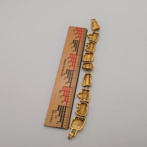 Vintage Matte Yellow Gold Tone School Days Slide Charm Bracelet