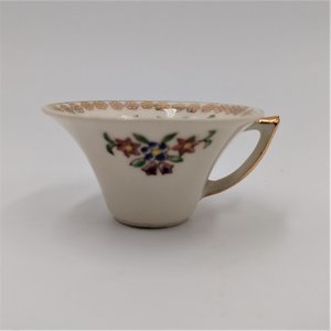 Miniature Teacup Demitasse Cup and Saucer Set, Floral Design Made in Occupied Japan, Vintage