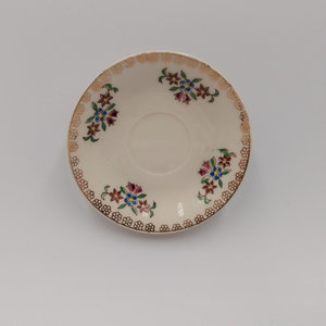 Miniature Teacup Demitasse Cup and Saucer Set, Floral Design Made in Occupied Japan, Vintage