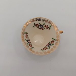 Miniature Teacup Demitasse Cup and Saucer Set, Floral Design Made in Occupied Japan, Vintage