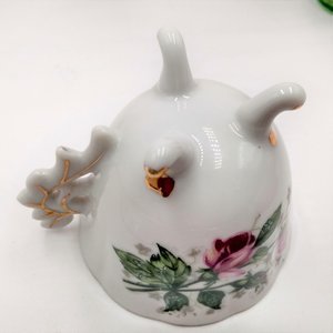 Vintage Porcelain Rosebuds  Three Footed Demitasse Teacup and Saucer Set