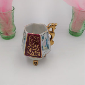 Vintage Ardalt Japanese Burgundy Lemmile  Porcelain Demitasse Cup and Saucer #6396