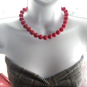 Sexy Vintage Candy Apple Red Gumball Size Beaded Choker Necklace