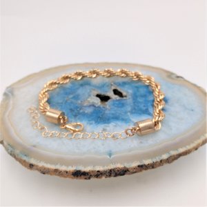 Shiny Vintage Chunky Gold Tone Rope Chain Bracelet for Women