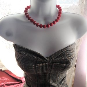 Sexy Vintage Candy Apple Red Gumball Size Beaded Choker Necklace