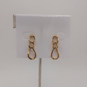 MONET Gold Tone Twisted Link Dangle Earrings, with original signed pushbacks