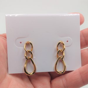 MONET Gold Tone Twisted Link Dangle Earrings, with original signed pushbacks