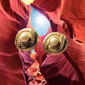 Signed Hobè Gold Tone and Faux Pearl Clip On earrings