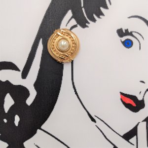 Signed Hobè Gold Tone and Faux Pearl Clip On earrings
