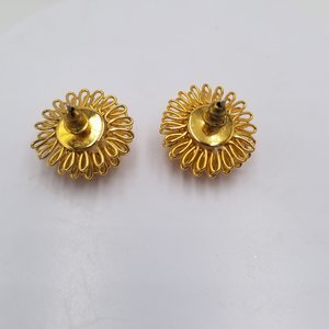 Vintage Gold Tone Wire Looped Flower Post Earrings, Wire Dandelions, Pierced Earrings