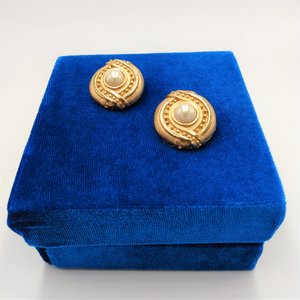Signed Hobè Gold Tone and Faux Pearl Clip On earrings