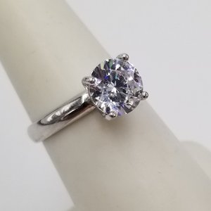 Vintage Sterling Silver 925 Cubic Zirconia Solitaire Ring size 6.75, Engagement Ring