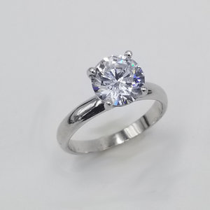 Vintage Sterling Silver 925 Cubic Zirconia Solitaire Ring size 6.75, Engagement Ring