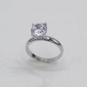 Vintage Sterling Silver 925 Cubic Zirconia Solitaire Ring size 6.75, Engagement Ring