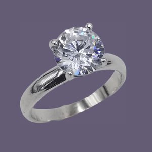 Vintage Sterling Silver 925 Cubic Zirconia Solitaire Ring size 6.75, Engagement Ring