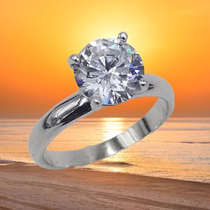 Vintage Sterling Silver 925 Cubic Zirconia Solitaire Ring size 6.75, Engagement Ring