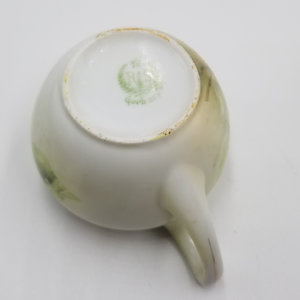 Beautiful Antique R S Germany Green and White Poppies Porcelain Lidded Sugar Bowl