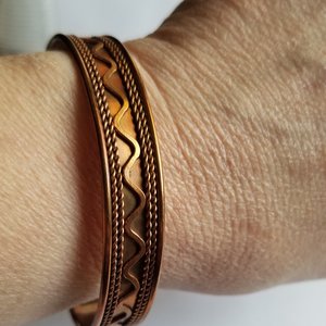 Vintage Southwestern Lightweight Solid Copper Open Cuff Bracelet