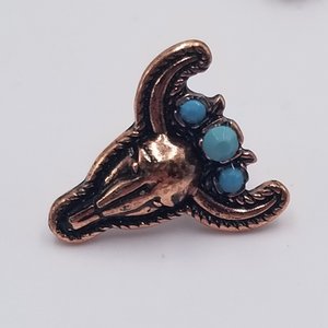 Vintage Southwestern Copper and Turquoise Steer Head Post Earrings