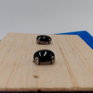 Vintage Sterling Silver Southwestern Oval Onyx Stud Earrings