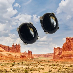 Vintage Sterling Silver Southwestern Oval Onyx Stud Earrings
