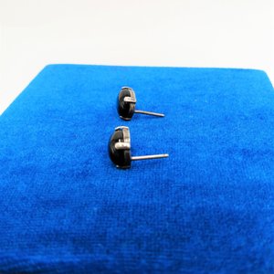 Vintage Sterling Silver Southwestern Oval Onyx Stud Earrings