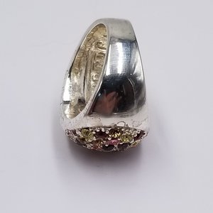 Erica Anenberg Silver Tone Multi-Color Crystals Cluster Fashion Ring, Size 8