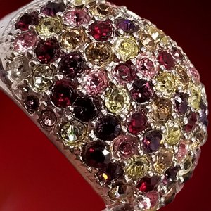 Erica Anenberg Silver Tone Multi-Color Crystals Cluster Fashion Ring, Size 8