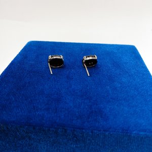 Vintage Sterling Silver Southwestern Oval Onyx Stud Earrings