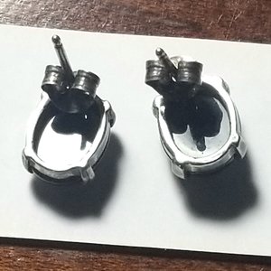 Vintage Sterling Silver Southwestern Oval Onyx Stud Earrings