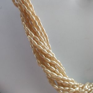 Vintage Multi-strand Faux Rice Pearls Mid Century Beaded Torsade Necklace, 4 Necklaces in 1