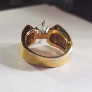 Vintage RSC Gold Tone Marquis Cut CZ Statement Fashion Ring, Size 7.5