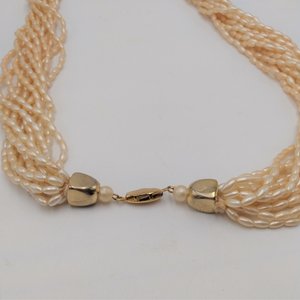 Vintage Multi-strand Faux Rice Pearls Mid Century Beaded Torsade Necklace, 4 Necklaces in 1