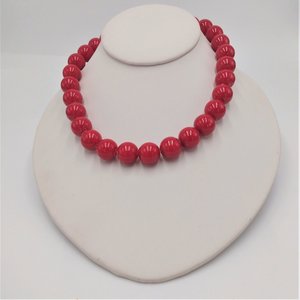 Sexy Vintage Candy Apple Red Gumball Size Beaded Choker Necklace