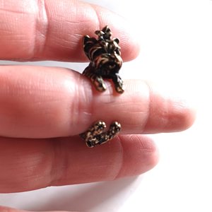 Vintage Brass Yorkshire Terrier Dog Wrap Around Ring, Size 6.25, Super Cute!! Dog Lover Gift