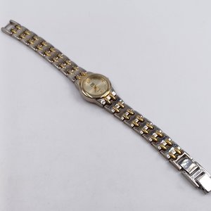 Faded Glory, Two Toned Metal Link Quartz Ladies Wrist Watch, New Battery Runs