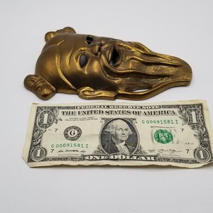 Solid Brass Chinese Confucius Masks Set of 2 Wall Hangings, Vintage Asian Home Decor