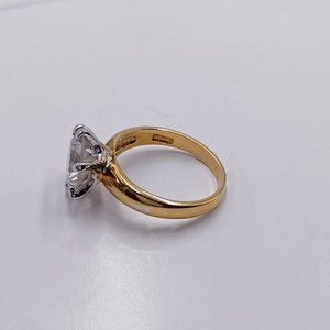 18K Gold Plated Large 5 Carat Cubic Zirconia Solitaire Engagement Ring, Size 7