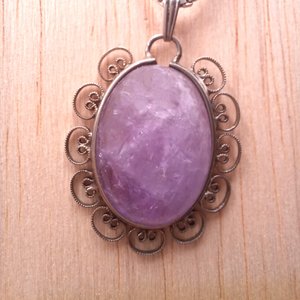 Vintage Sterling Silver and Amethyst Pendant on a Sterling Silver Box Chain Pendant Necklace