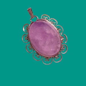Vintage Sterling Silver and Amethyst Pendant on a Sterling Silver Box Chain Pendant Necklace