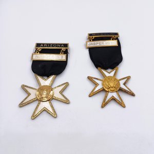 2 Masonic Knights Templar Membership Medals Pair, Missouri and Arizona