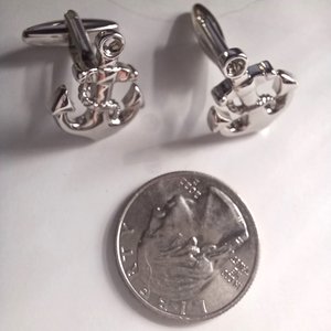 Silver Tone Anchor Cufflinks