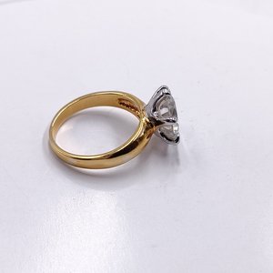 18K Gold Plated Large 5 Carat Cubic Zirconia Solitaire Engagement Ring, Size 7