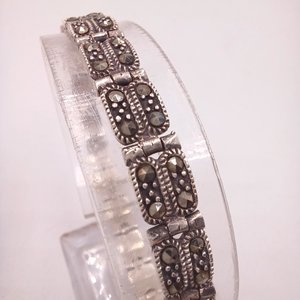 Sterling Silver and Marcasite Art Deco Link Bracelet