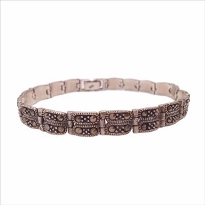 Sterling Silver and Marcasite Art Deco Link Bracelet