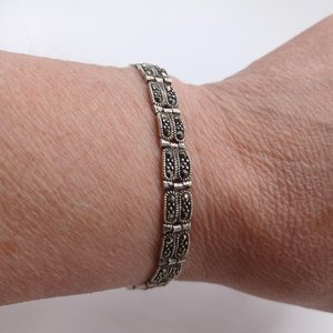 Sterling Silver and Marcasite Art Deco Link Bracelet