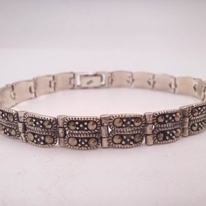 Sterling Silver and Marcasite Art Deco Link Bracelet