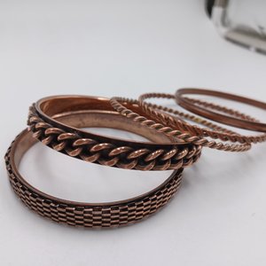Vintage Copper Bangles Collection of 5 Bracelets, Earthy Southwestern Bangles