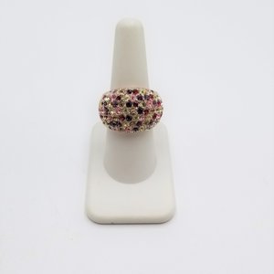 Erica Anenberg Silver Tone Multi-Color Crystals Cluster Fashion Ring, Size 8